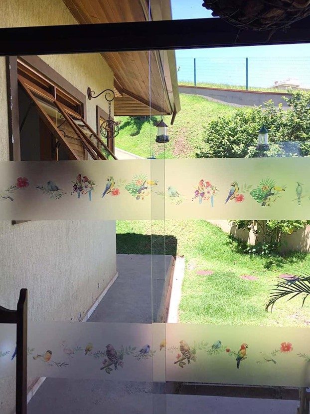 Vinil Jateado de segurança para porta de vidro
