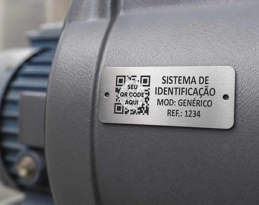 Exemplo de aplicação de placa inox com gravação a laser