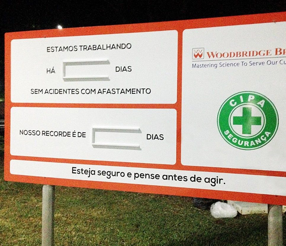 Quadro de recorde sem acidentes CIPA